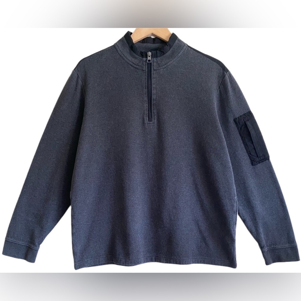 BUGATCHI Men’s Mixed Media Cotton Blend Quarter Zip Pullover Sweatshirt Size M - Picture 6 of 13
